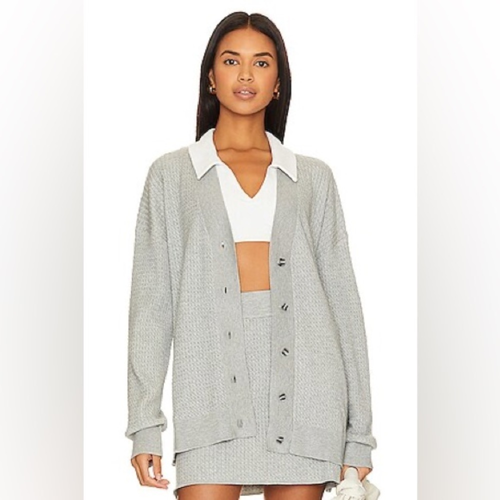 WeWoreWhat Light Heather Gray Varsity Cardigan Size Small